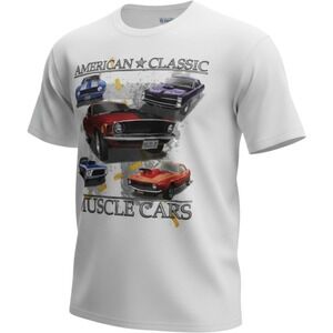 Lifestyle Classics Muscle Car Graphic T-Shirt Mens 3XLT White American Classic‎